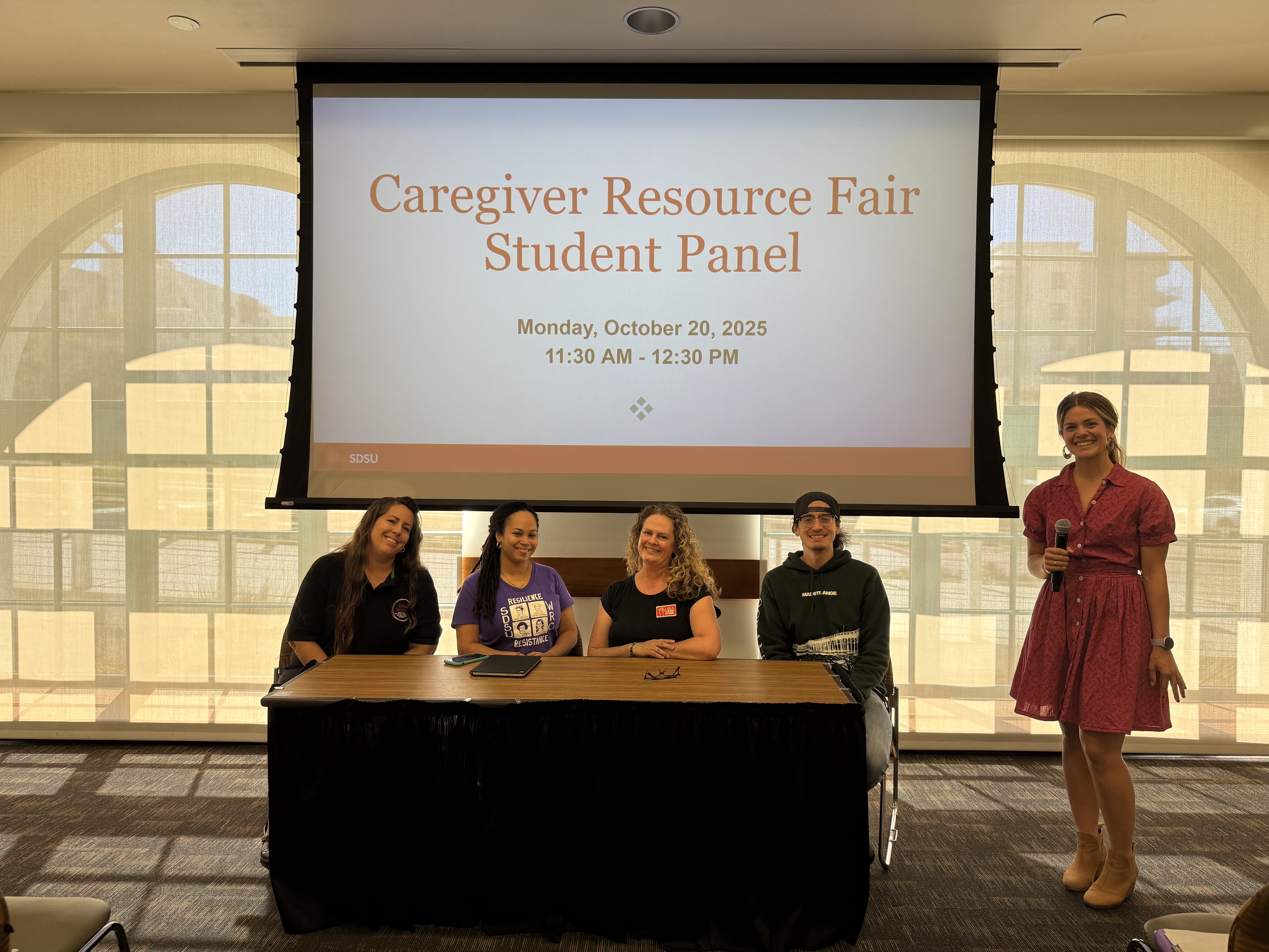Caregiver Resource Fair Panel with 5 guest speakers giving a presentation